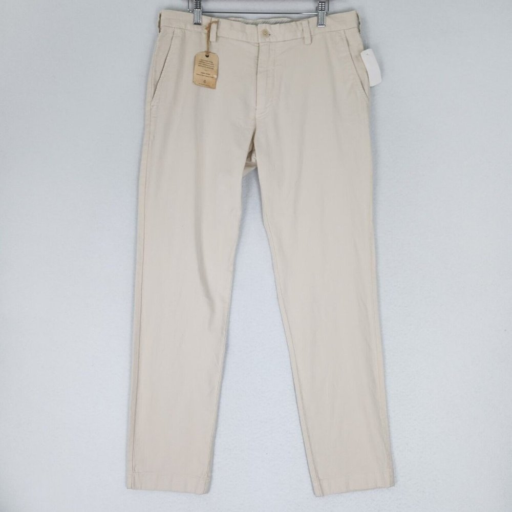 Brooks Brothers Pants Mens 34X32 Tan Off White Red Fleece Trousers NEW Linen